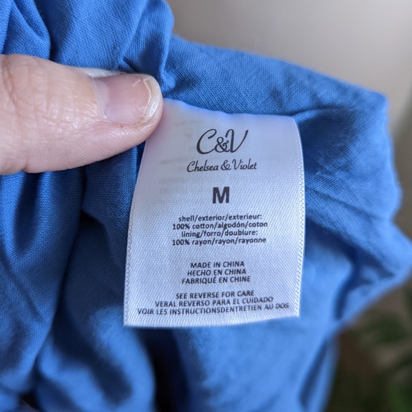 Chelsea & Violet Embroidered Halter Backless Mini Dress Blue Cream Medium - Picture 10 of 10